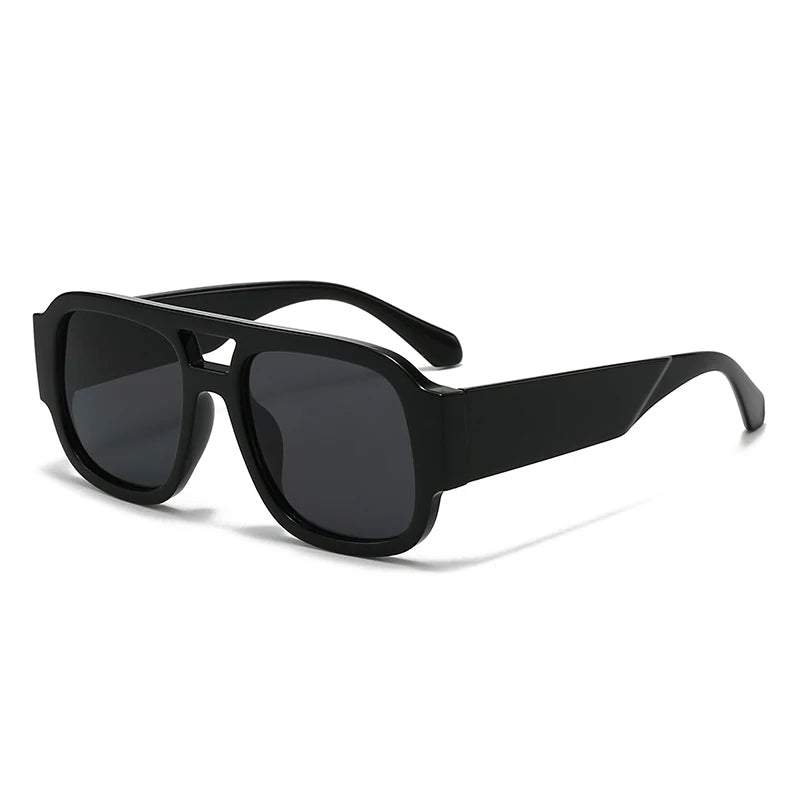 Unisex 1/4 Set Retro Large Frame Double Bridges Square Sunglasses