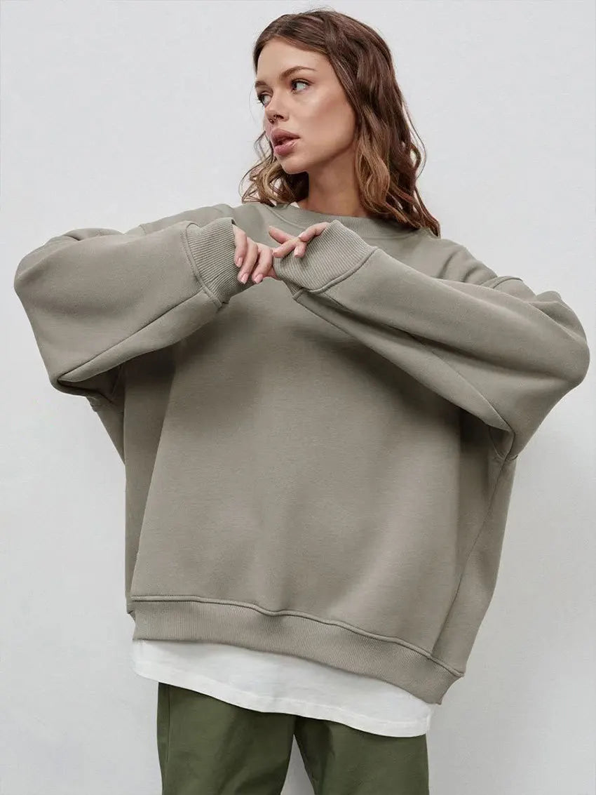 Women's Oversized Loose Pullover Fleece Sweatshirt