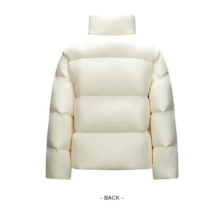 Down Jacket Women Three-Proof Solid Color Stand-Up Collar Loose Simple Winter Versatile Goose Warm