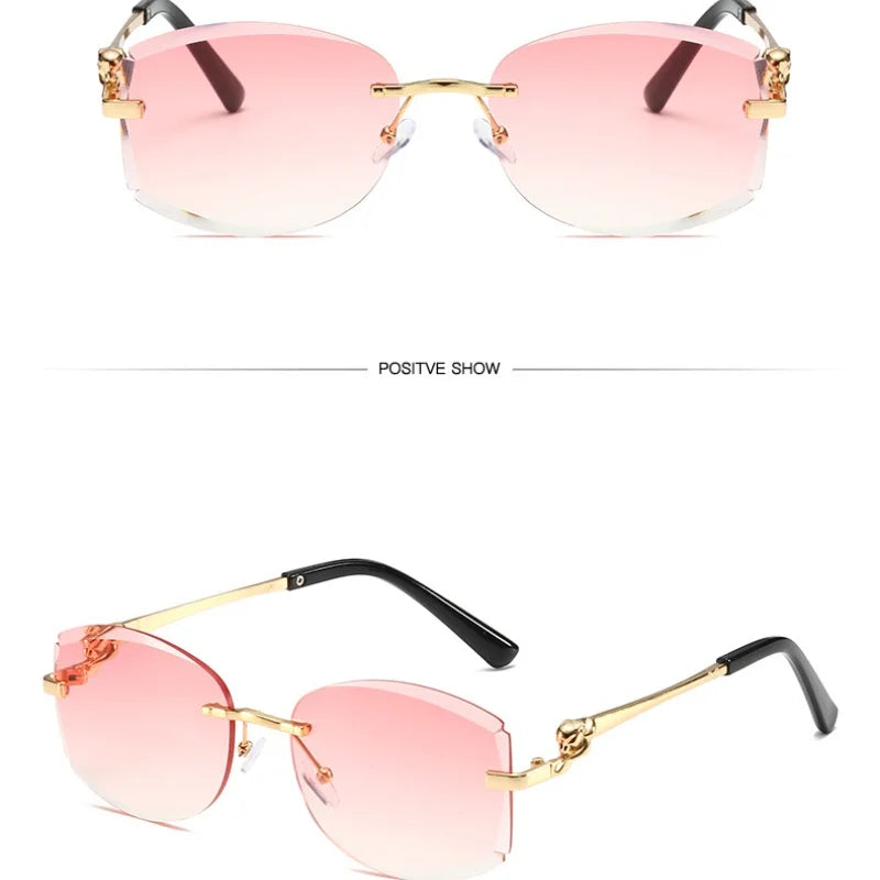 Women's Gradient Frameless Sunglasses - Cut Edge Metal Design