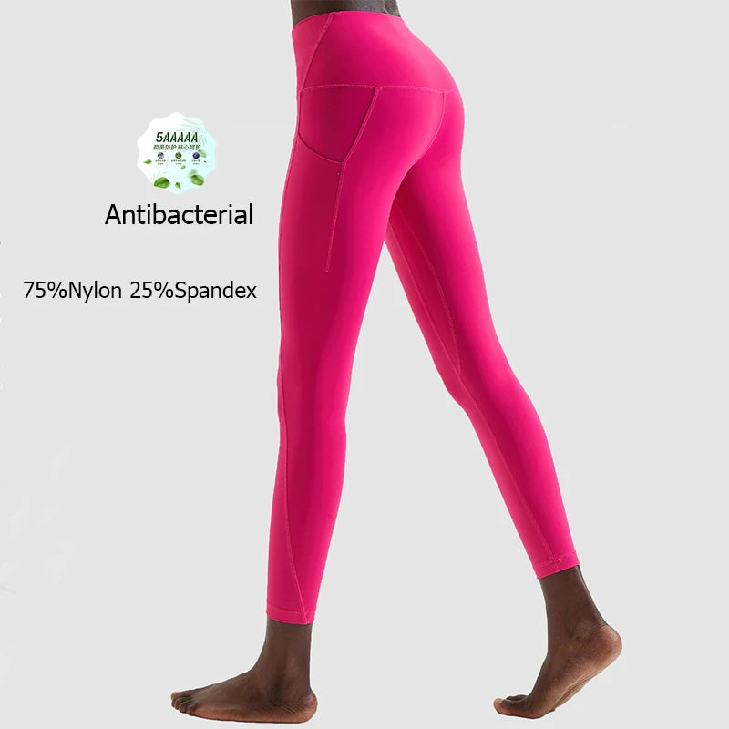 Women's High Waist Sports Leggings Buttery Soft Pocket Yoga Pants Slim Fit Stretchy Workout Running Tights Sportswear