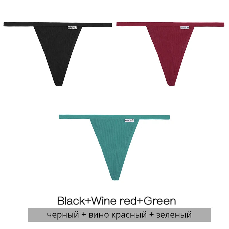 Cotton Thongs 3-Pack Set - Low-Rise Comfortable Underwear