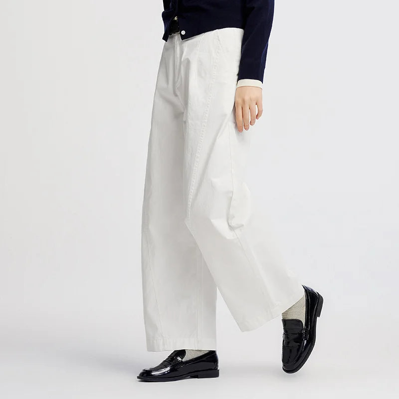 Women's Distressed Loose Trousers - Brushed Split Curved Hem Casual Autumn Pants