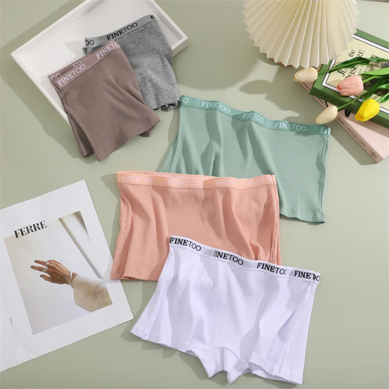 Women's Cotton Boxer Shorts - Seamless Mid Waist Safety Underwear