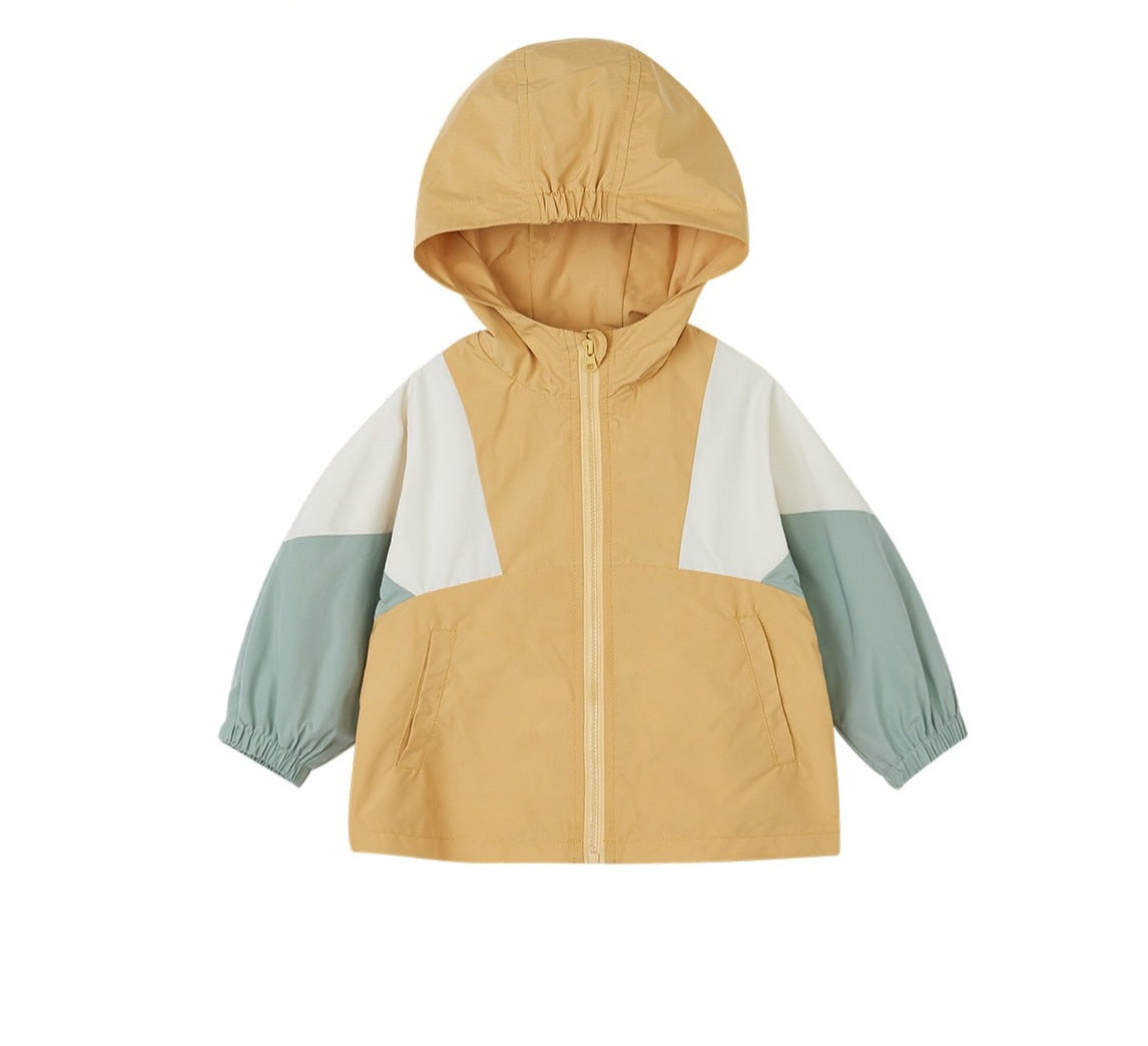 Children's Patchwork Hooded Outwear Windbreaker