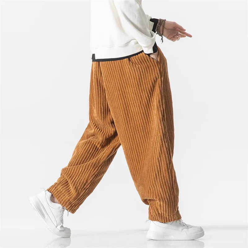 Men's Loose Corduroy Harem Drawstring Trousers