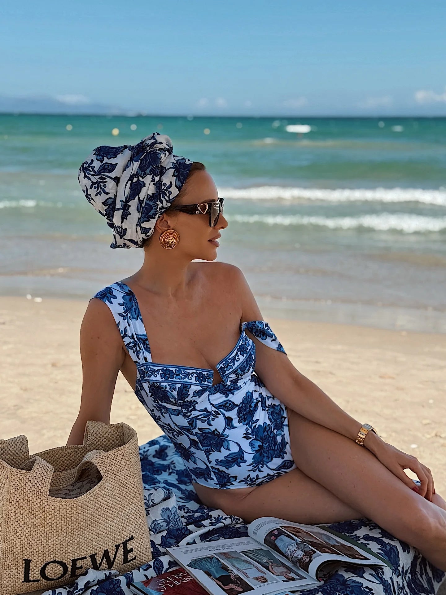 Printed One Piece Swimsuit with Cover Up - Monokini Set