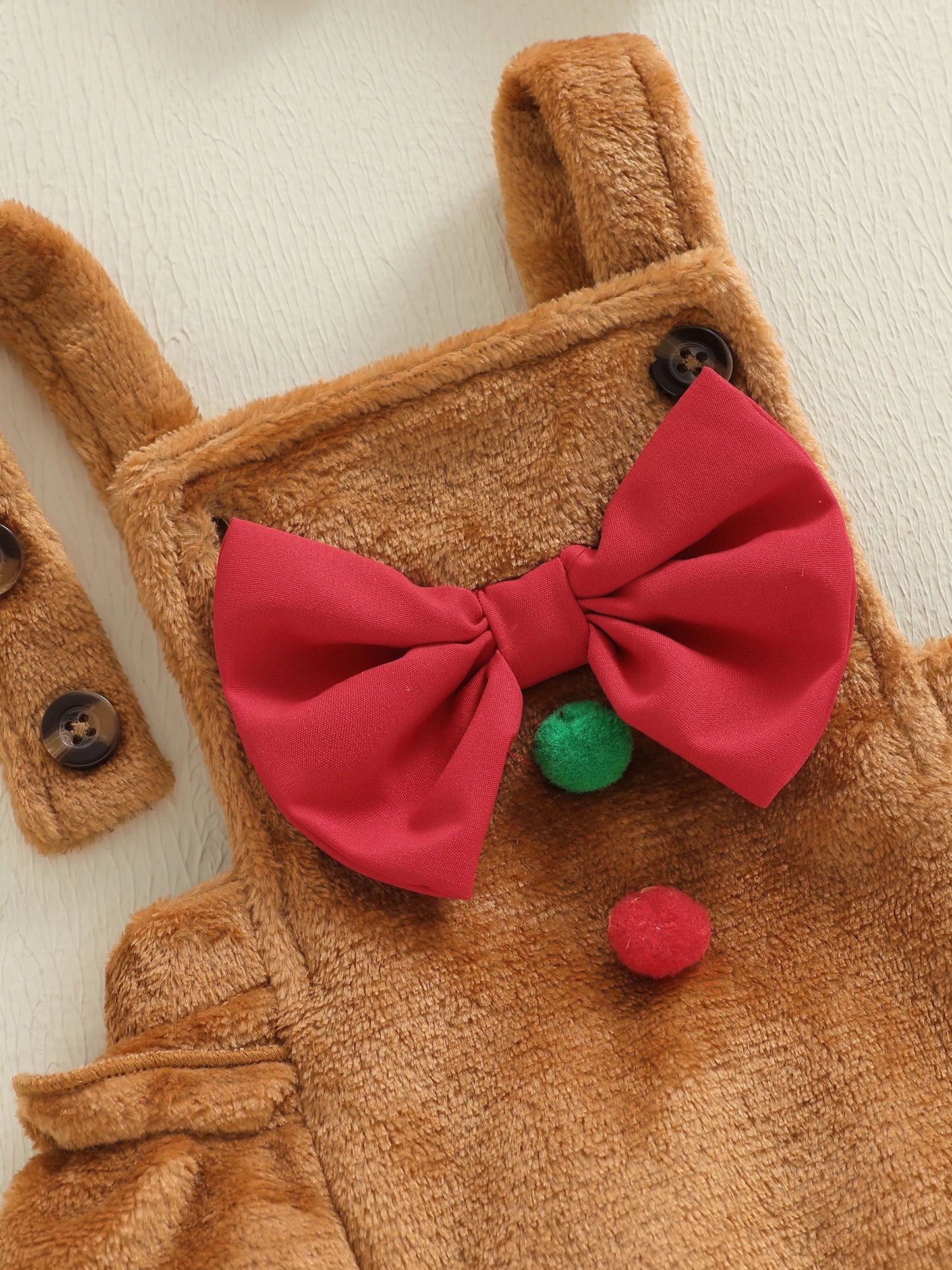 Baby Girls' Christmas Romper Outfit - Gingerbread Man Sleeveless Jumpsuit with Hairband