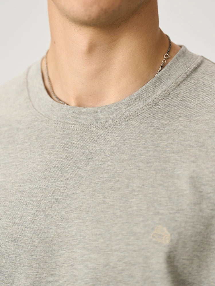 Men's Short Length Oversize 280gsm Sorona Fabric Logo Embroidery Long Sleeve T-shirt