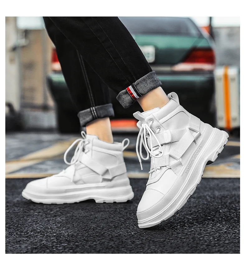 Men's High-Top Platform Sneakers - Casual Ankle Boots
