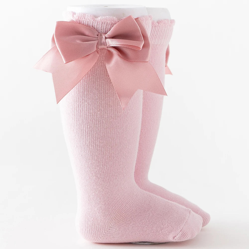 10 Colours Baby Girls Autumn Stockings 0-2Y Solid Mid-Calf Length with Bowknot