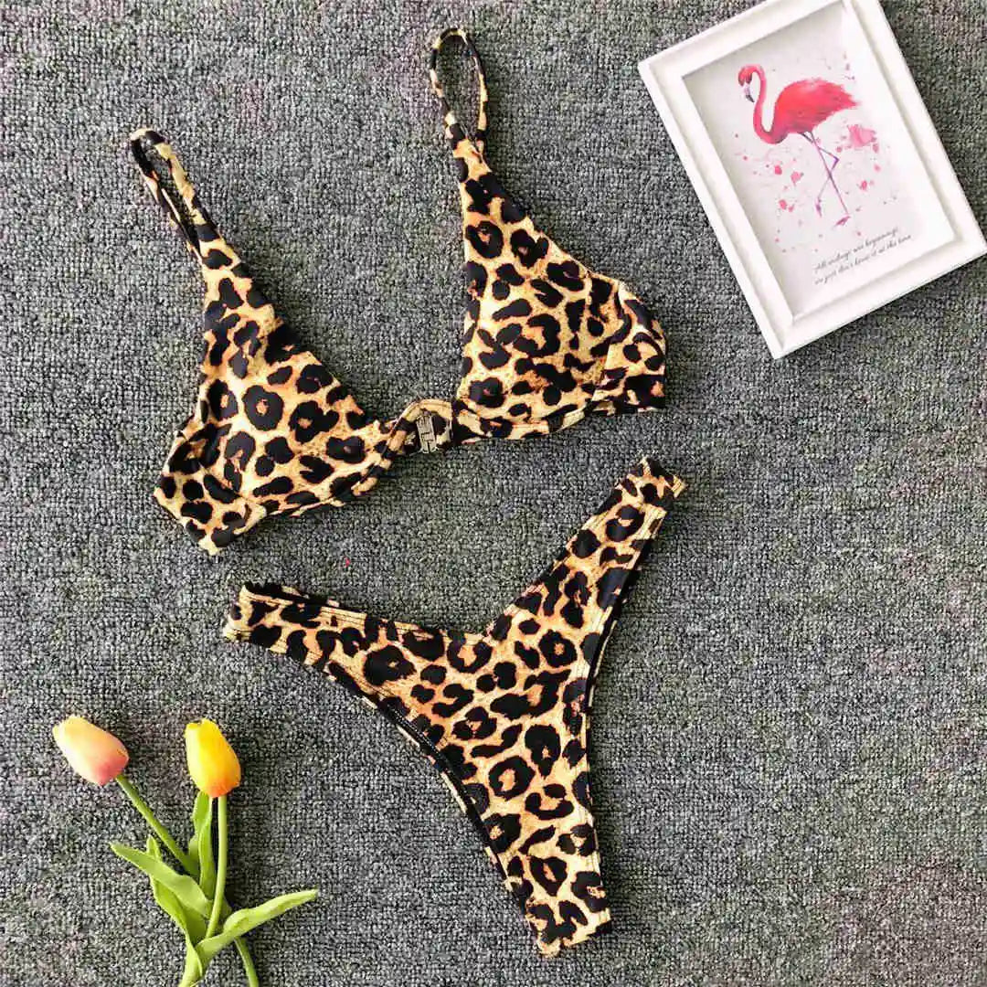 Women's V-Bar Underwired Bikini Set | V-Shape Wire Padded Two-Piece Swimwear