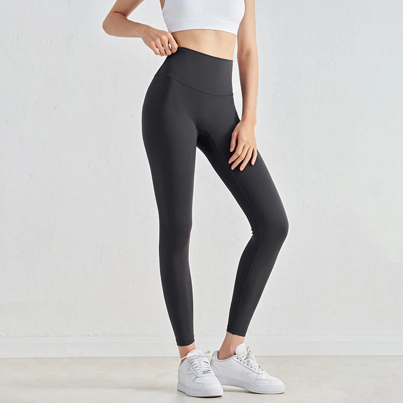 High Waist Nylon Yoga Leggings - Breathable Fitness Tights