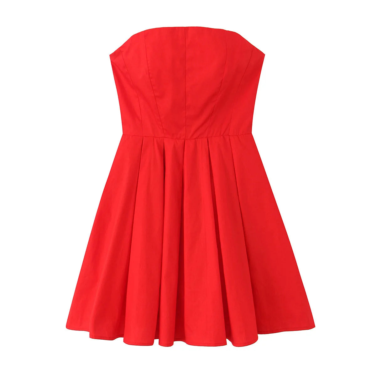 Pleated Hem Red Strapless Mini Dress - Elegant Party & Birthday Dress