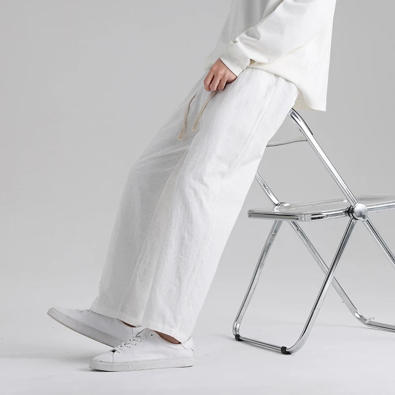 Men's Cotton Linen Harem Pants Straight Trousers