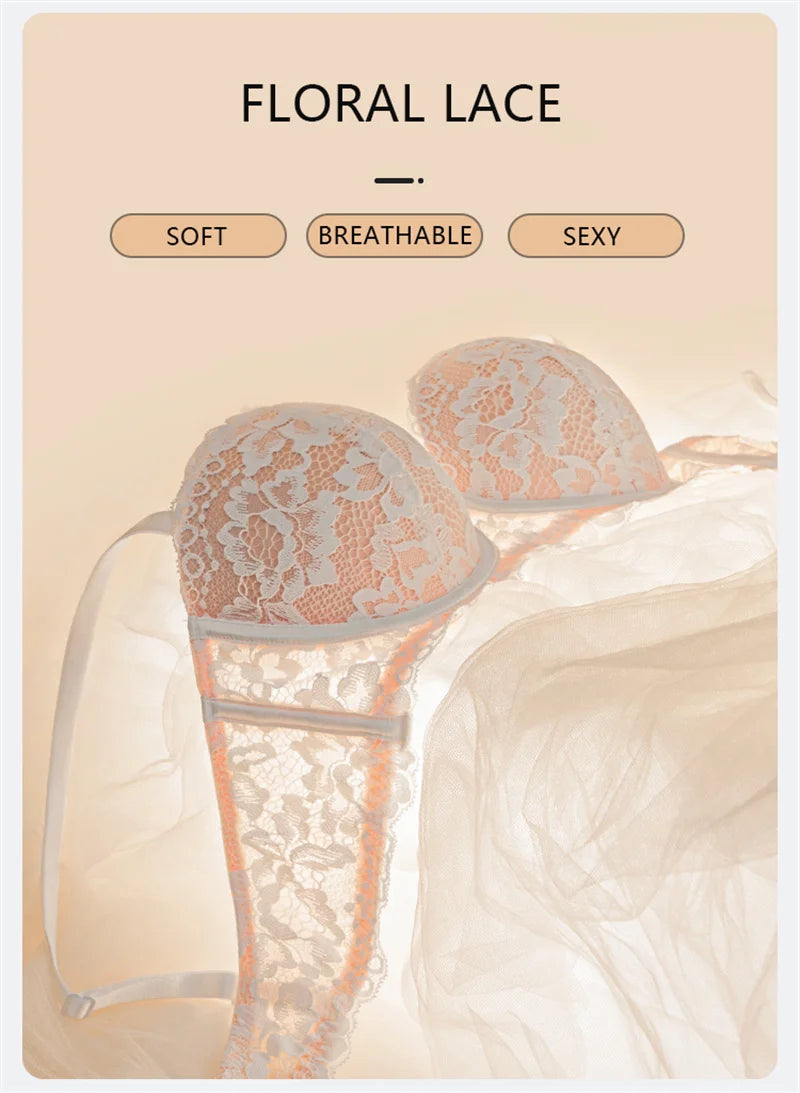 Women's Lace Push Up Bra - Floral Underwire Half Cup Brassiere