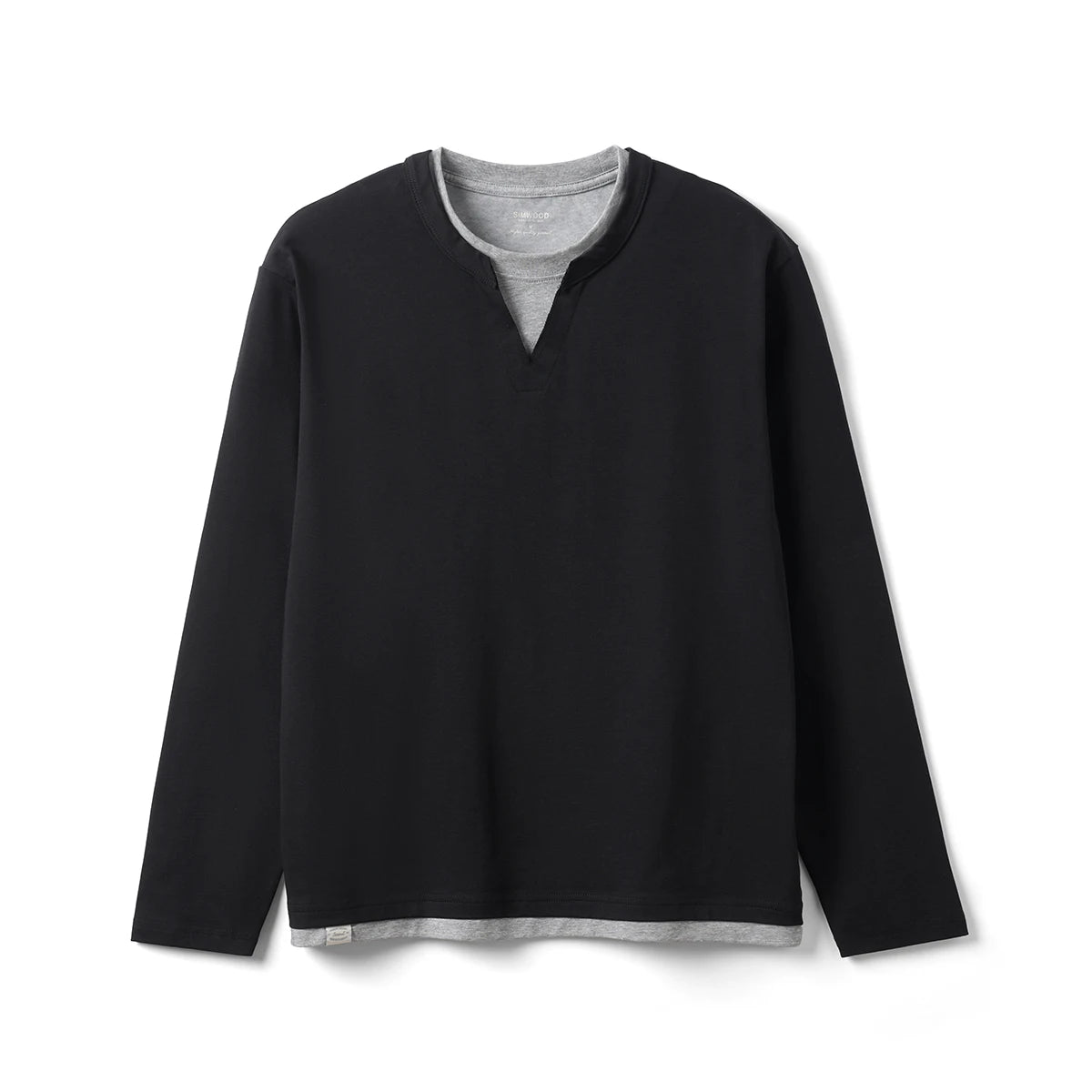 Men's Spring Long Sleeve Fake Double Layer 210gsm Sorona Fabric T-Shirt