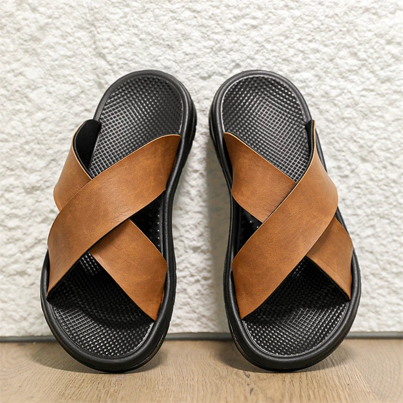 Men's Summer Slides Crossover Slippers Sandals