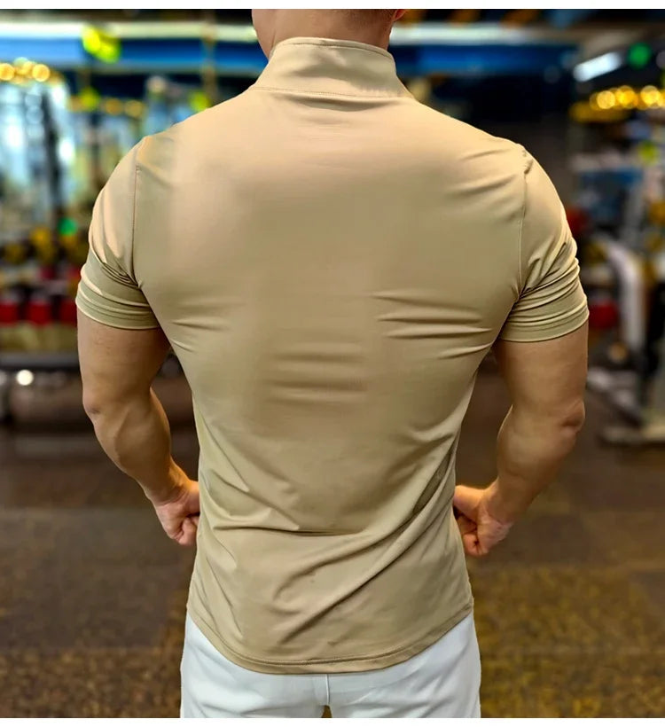 Men's Running Short Sleeve Fitness Muscle Fit Gym Jogging Sports Tennis Elastic Breathable T-Shirt