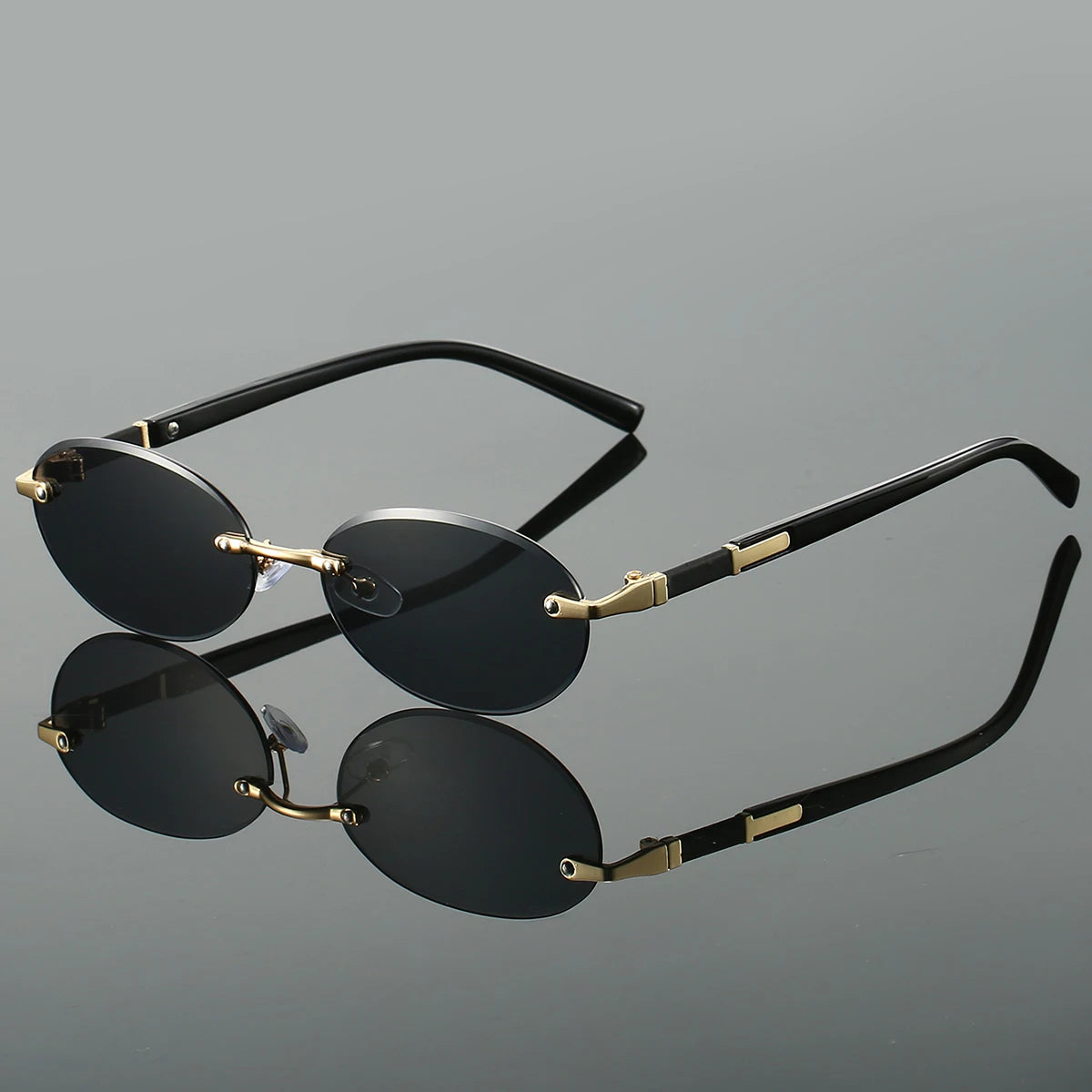 Unisex  Retro Metal Gradient Oval Sunglasses