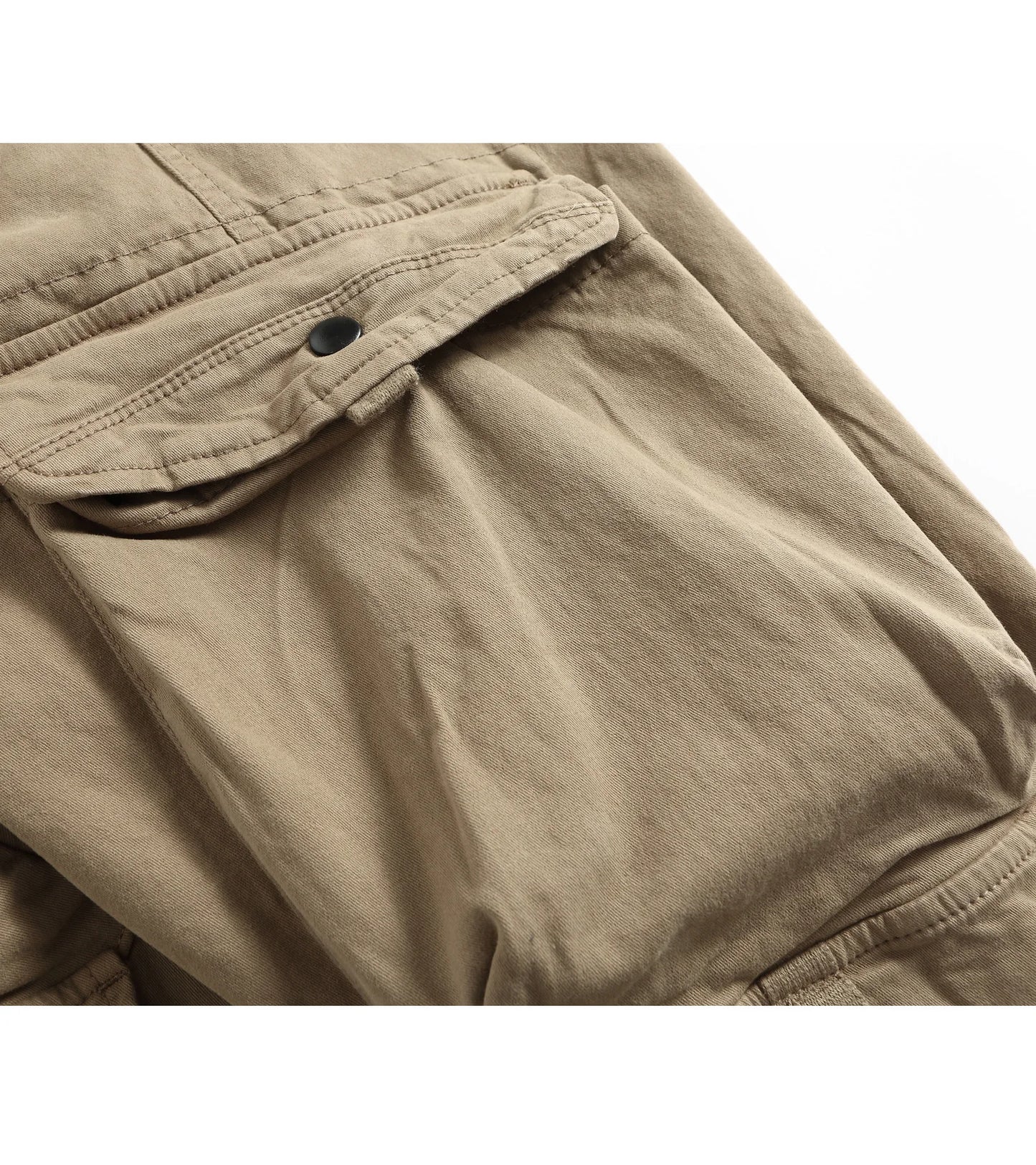 Men's Cotton Cargo Pants - Multi-Pocket Drawstring Joggers