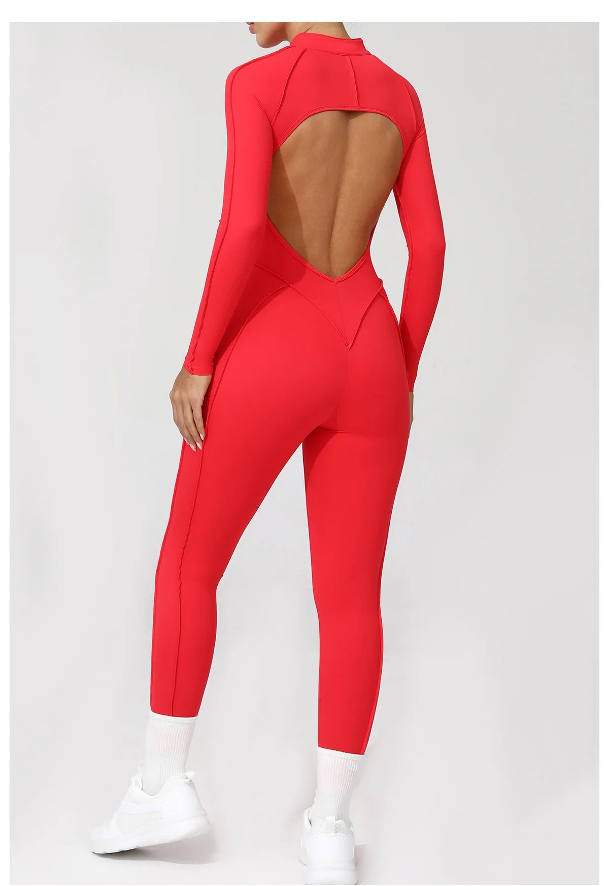 Nylon Jumpsuit - Yoga Fitness Bodysuit with Zipper