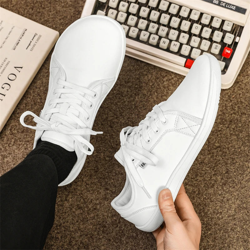 Men's Casual Leather Sneakers - Lace-Up Running Sports Shoes