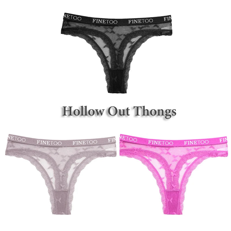 Women's Lace Thong Lingerie 3-Pack