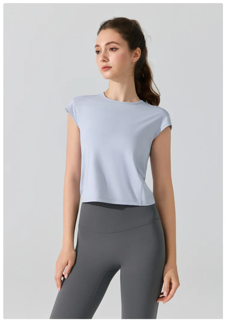 Women's Short Sleeve Yoga T-Shirt - UPF50+ Quick Dry Workout Top