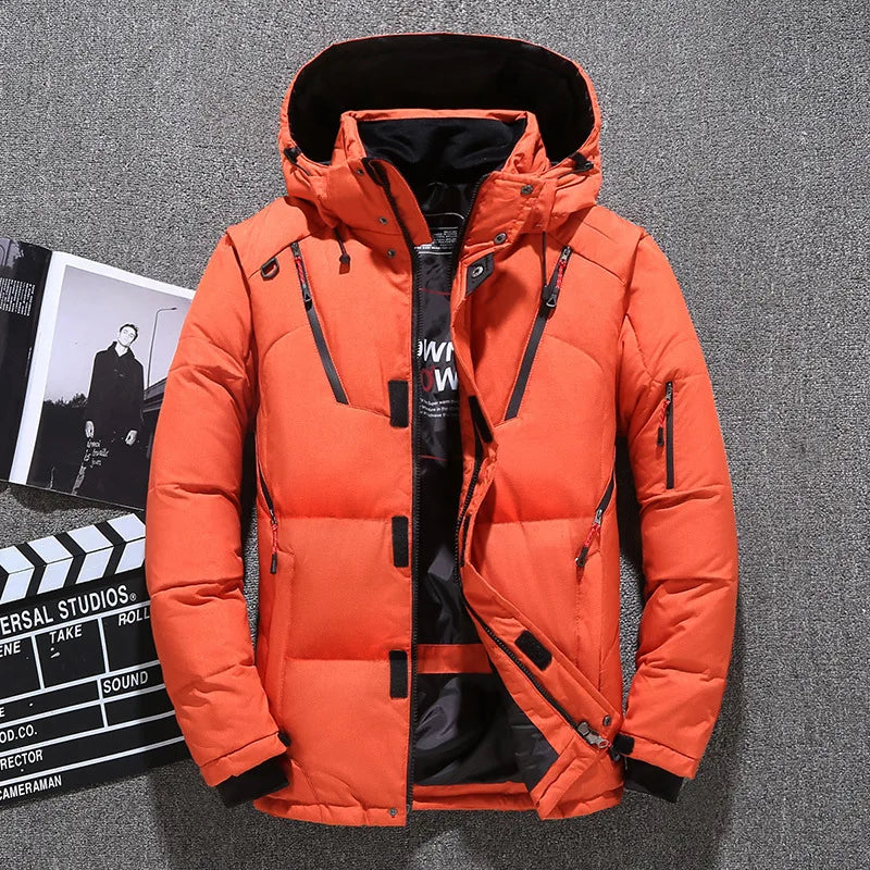 Men's Warm Hooded Thick Slim Fit Puffer Overcoat Thermal Jacket