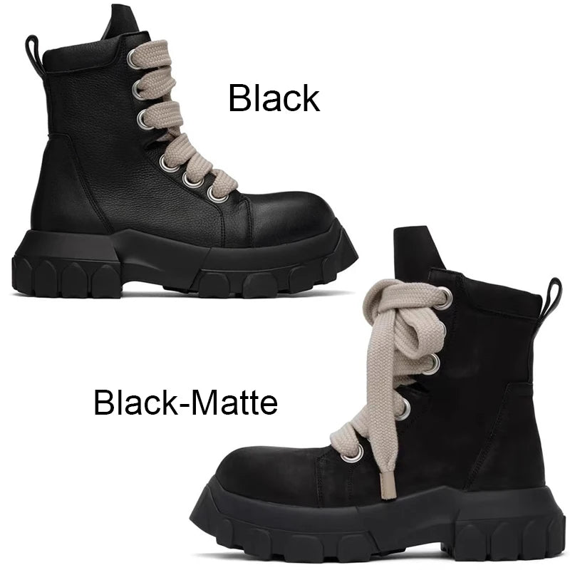 Men's Leather Platform Ankle Boots - Retro Skateboard Street Sneakers