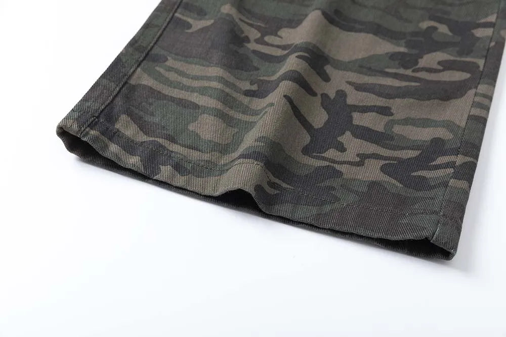 Men's Vintage Multi-pocket Pleated Camouflage Overalls Camo Colossus Baggy Pants