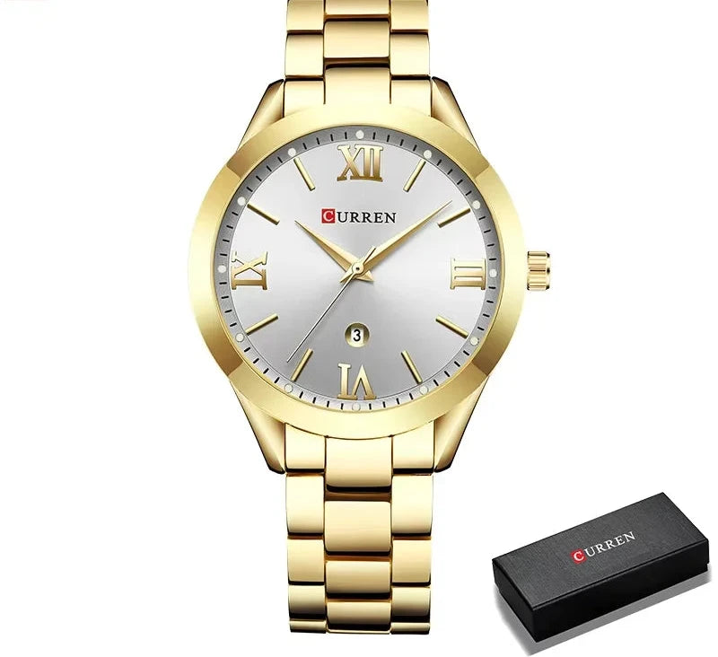 Gold Steel Bracelet Watch for Women - Elegant Ladies Wristwatch