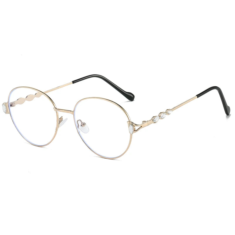 Women's Vintage Round Gradient Sunglasses with Rhinestones