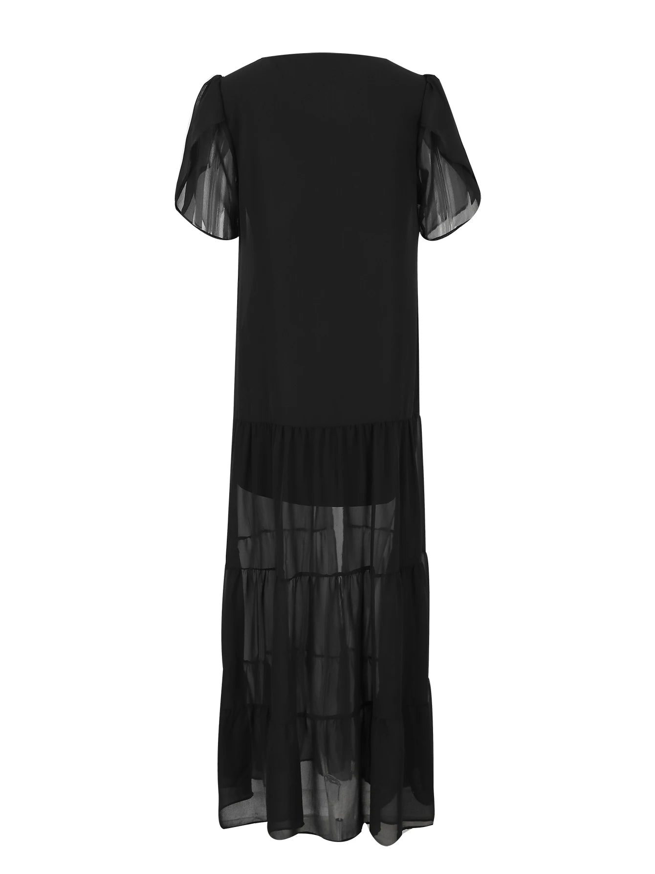 Women's Short Sleeve Shadow  Semi-sheer Cape Dress