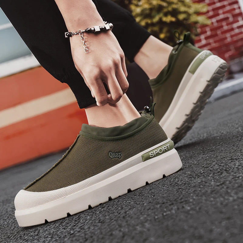Men's Platform Vulcanized Slip-On Sneakers - Comfortable Running Tennis Shoes