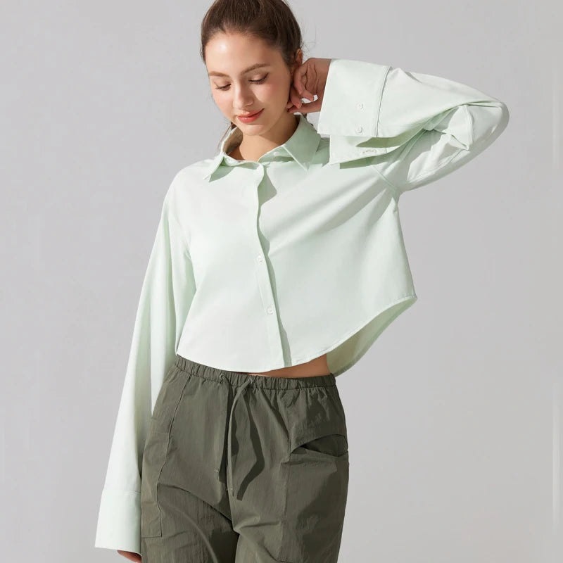 Women's UPF50+ Long Sleeve Yoga Shirt - Quick Dry Sun Protection Top