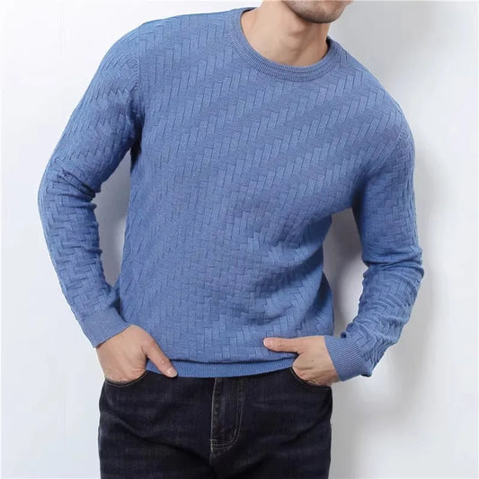 Men's Smart Casual Round Neck  Knitted Pullover Weaving Knit Sweater