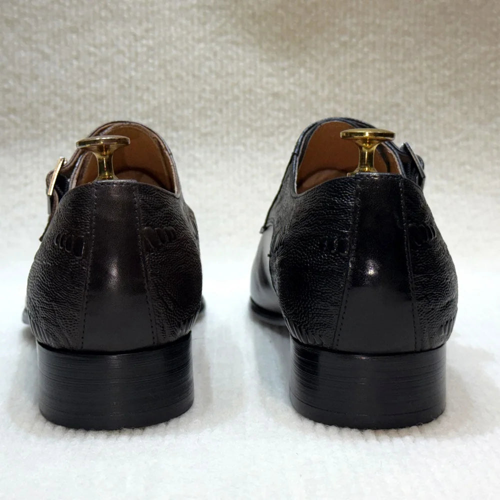 Handmade Double Buckle Monk Strap Leather Dress Shoes