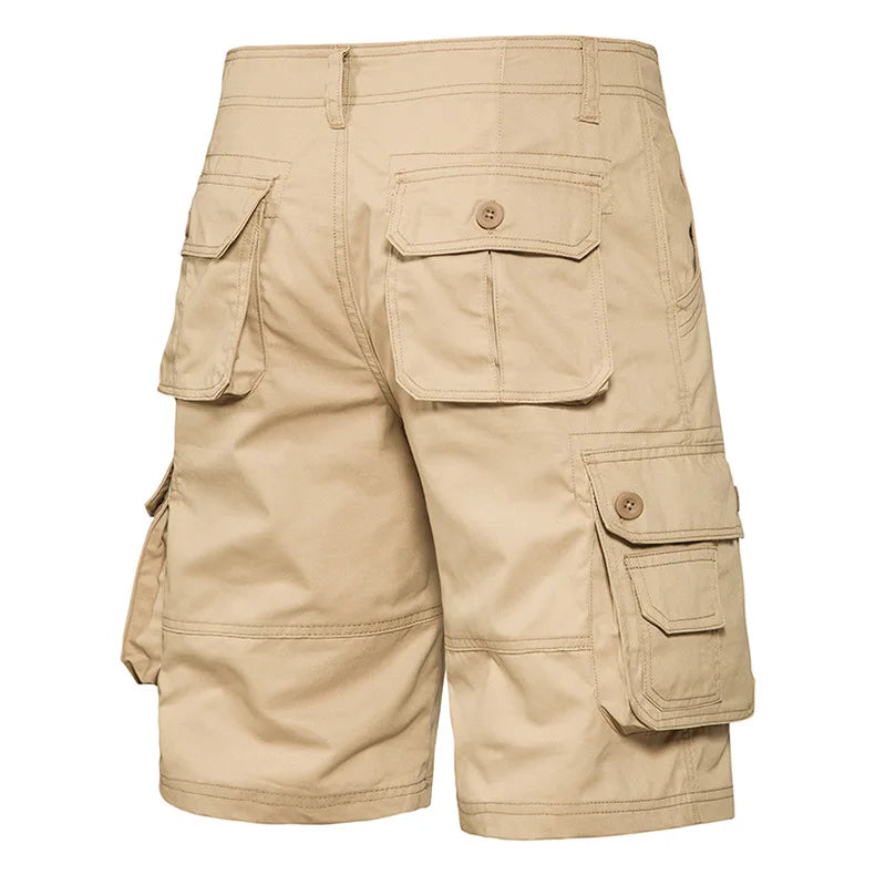 Men's Cotton Cargo Shorts - Multi Pocket Knee Length Summer Shorts