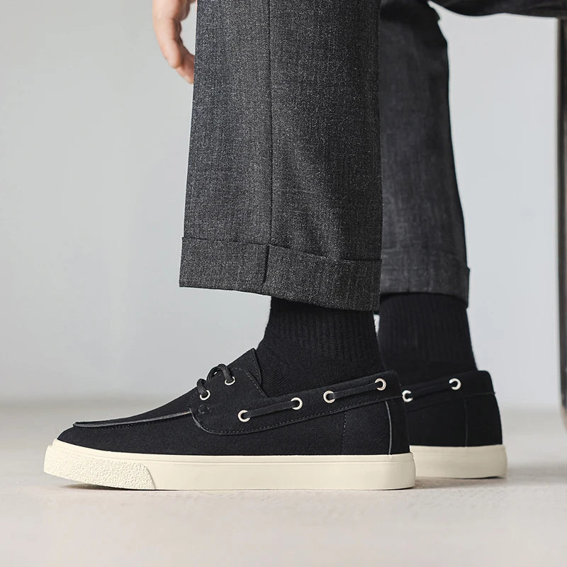 Slip-On Leather Sneakers - Men's Breathable Skateboard & Tennis Loafers