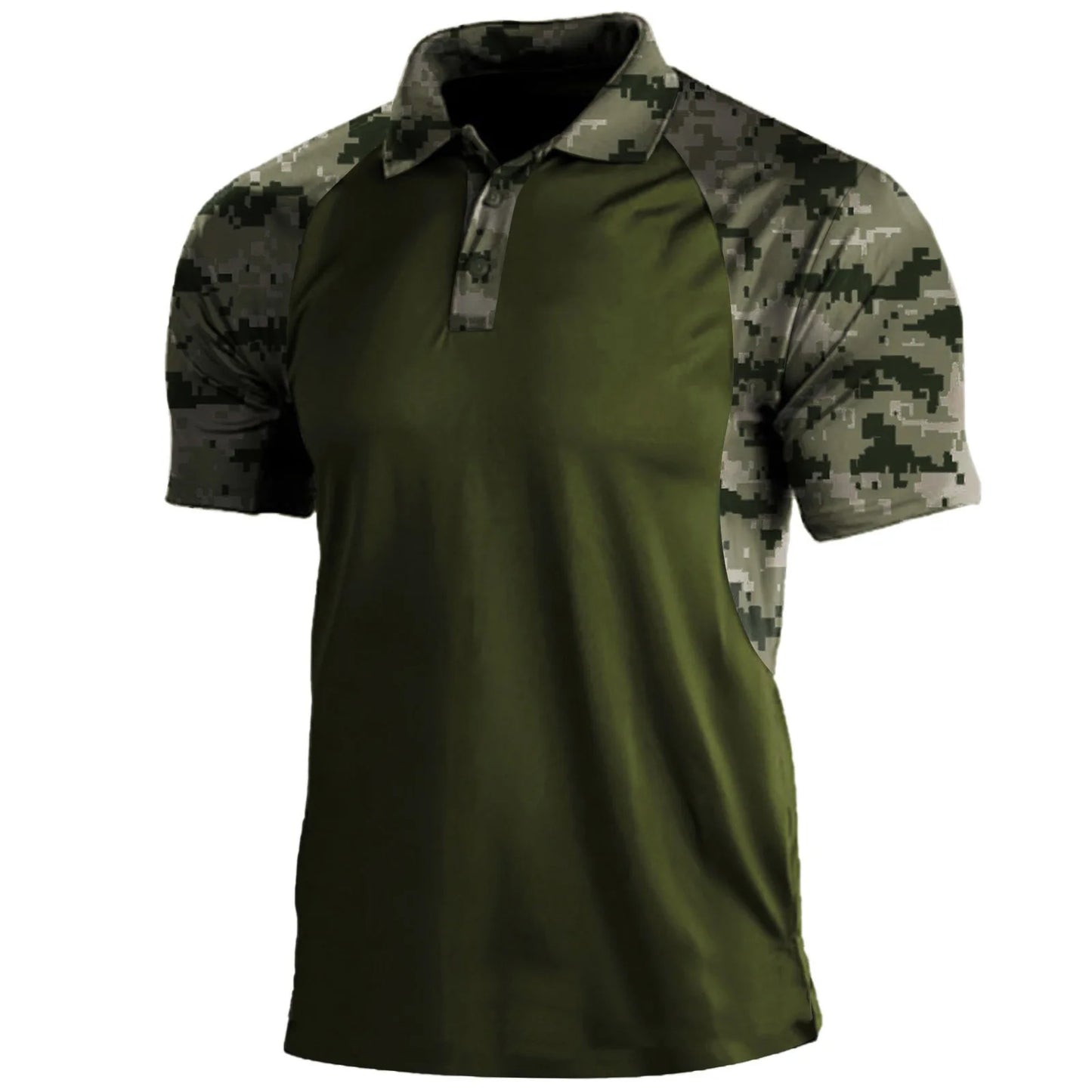 Men's Camouflage Patchwork Polo Shirt - Breathable Sports Top