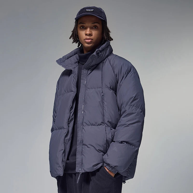 Minimalist Down Jacket Unisex - 90% Down Fill High Collar Winter Outerwear