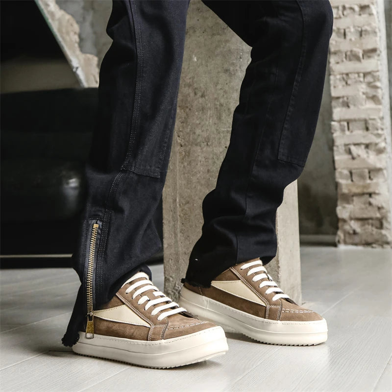 Men's Vulcanized Sneakers - Lace-Up Skateboarding Shoes
