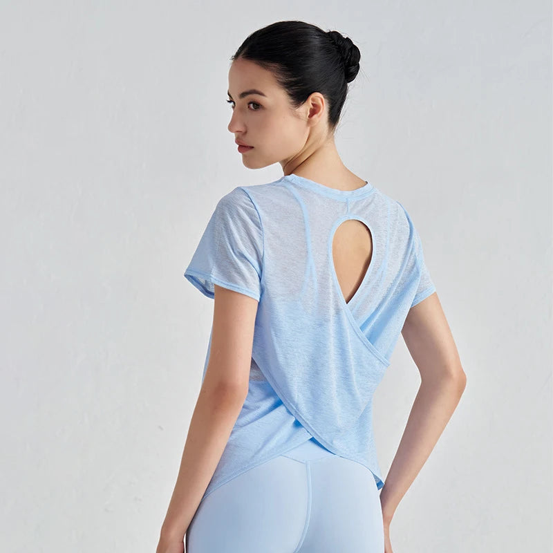 Polyester Sports T-Shirt - Breathable Yoga Running Fitness Top Plus Size