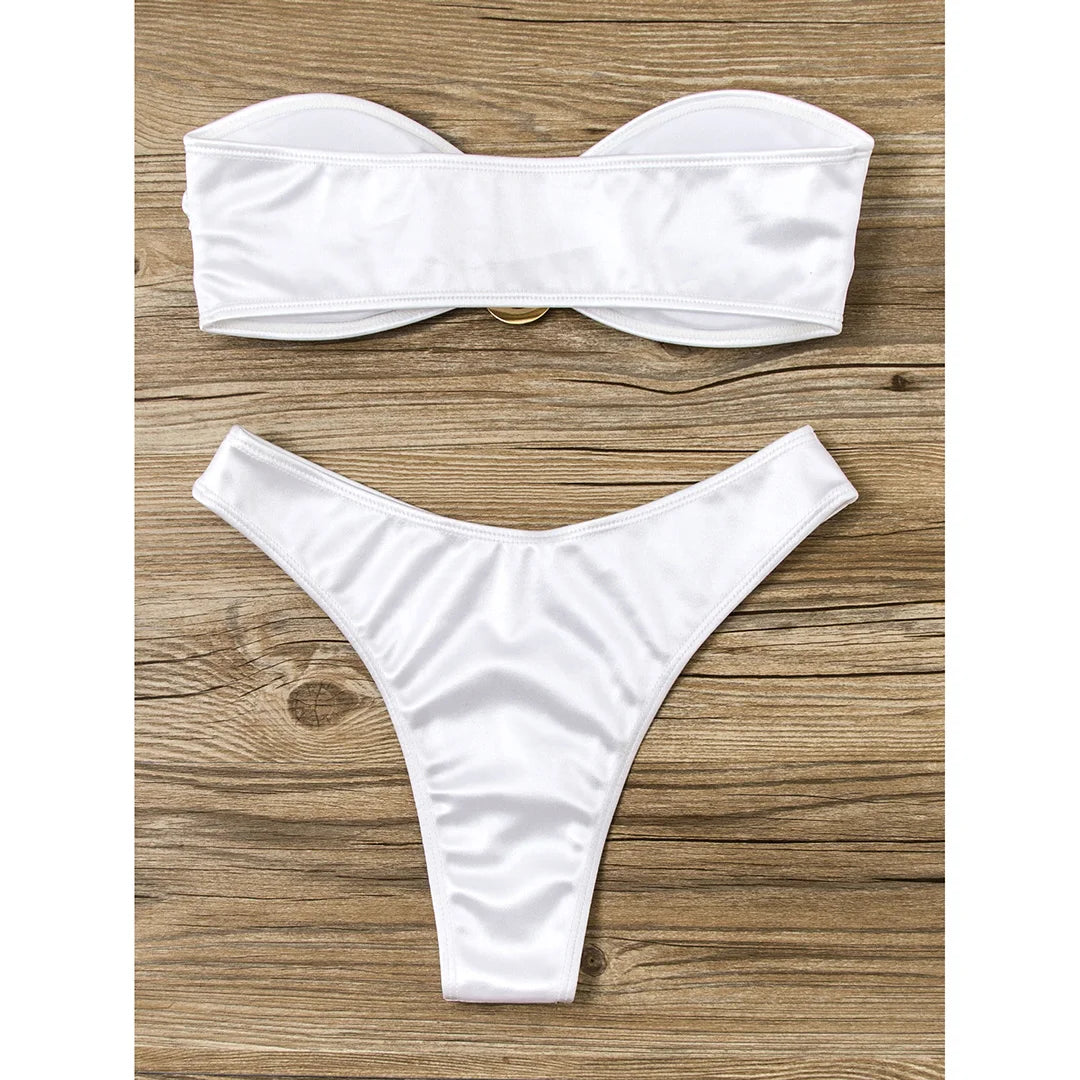 Women's Bandeau Bikini Women Swimwear Female Swimsuit Two-pieces Bikini set Padded Bather Bathing Suit Swim V4647