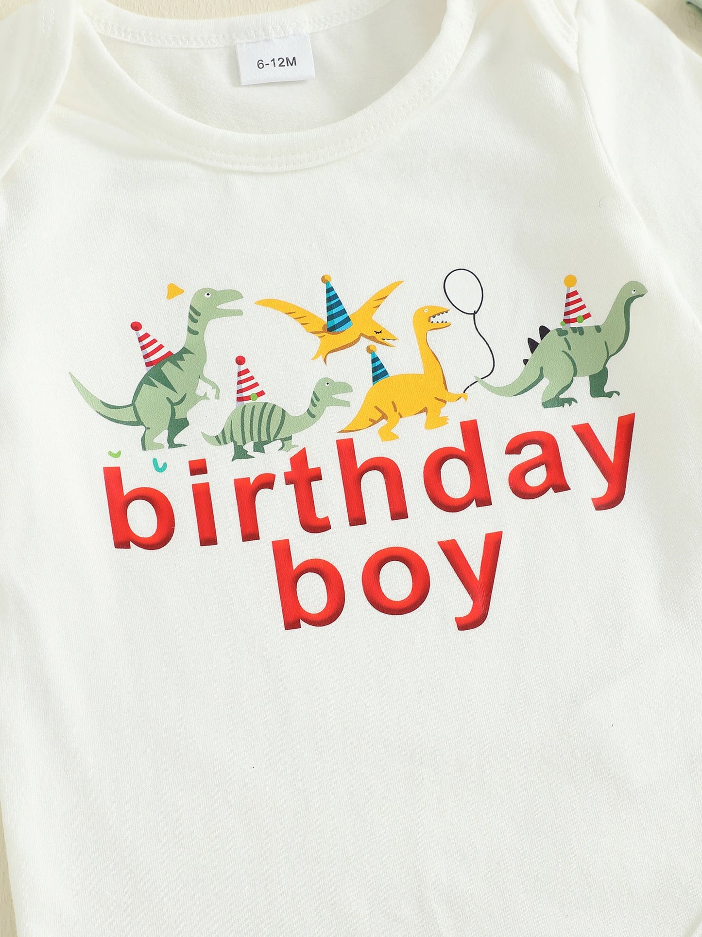 Baby Boys Dinosaur Outfit Set - 3-Piece Long Sleeve Romper, Pants & Hat (0-24M)