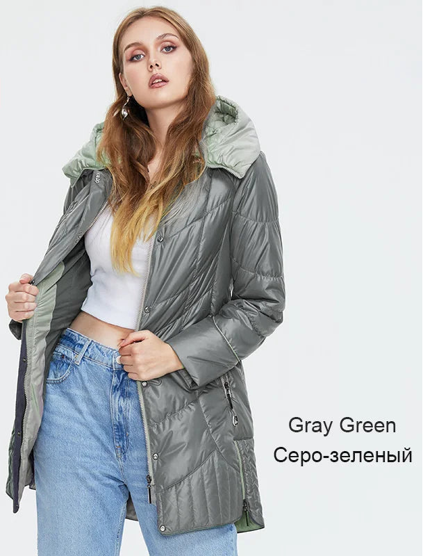 Women's Hooded Parka Coat - Long Padded Casual Jacket