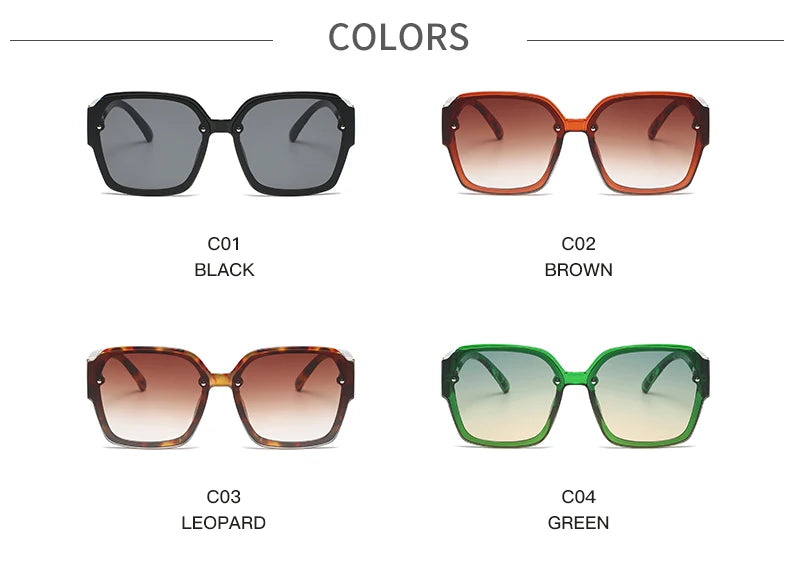 Women's 1/3pcs Classic Square Large Frame Retro Mesh  Gradient Sunglasses UV400
