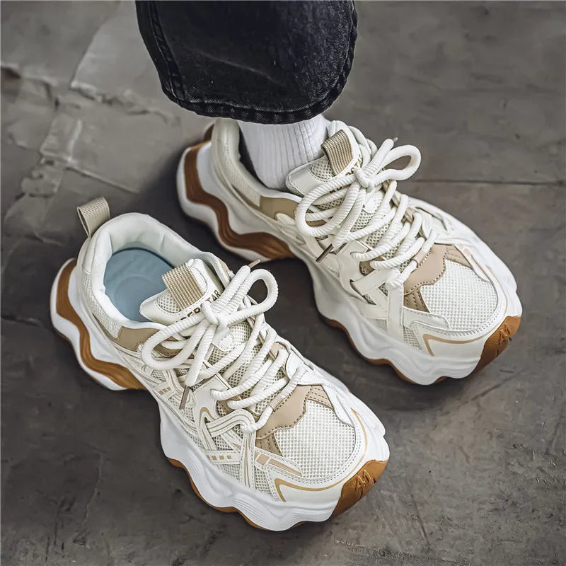 Men's Casual Platform Breathable Sports Shoes Lace Up Sneakers